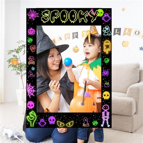 Halloween Photo Booth Prop Neon Spooky Halloween Selfie Frame