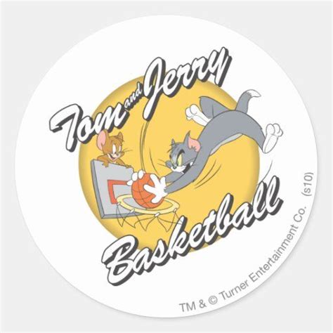 Tom and Jerry Basketball 2 Classic Round Sticker | Zazzle in 2023 ...