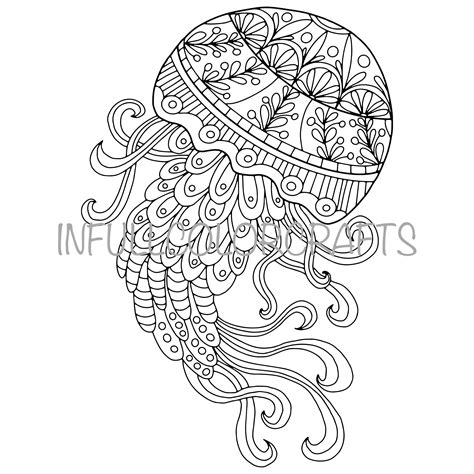 Jellyfish Mandala Coloring Page Etsy Uk