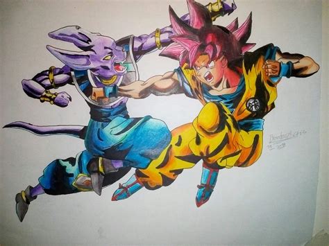 Dibujo De Bills Vs Goku Saiyan Dios Rojo Espero Que Les Guste Dragon