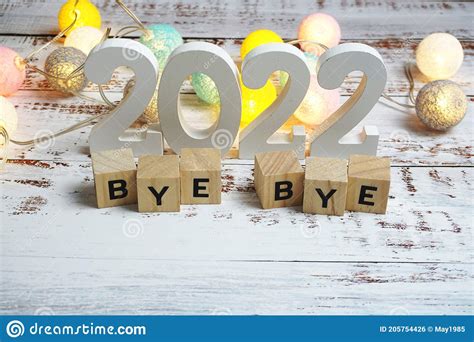 Goodbye 2022 Alphabet Letters With Space Copy On Wooden Background