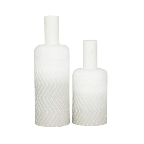 Litton Lane 18 In 14 In White Metal Decorative Vase Set Of 2