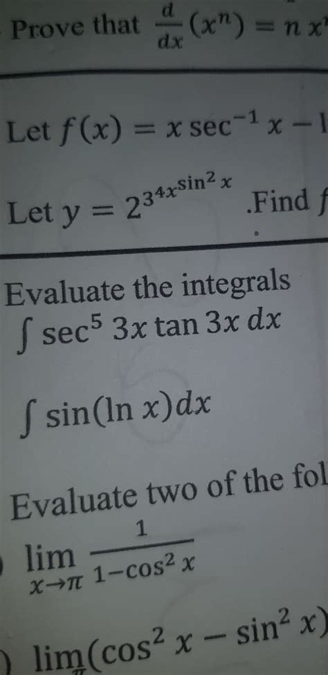 Answered Evaluate The Integrals Sec 3x Tan 3x Dx Bartleby