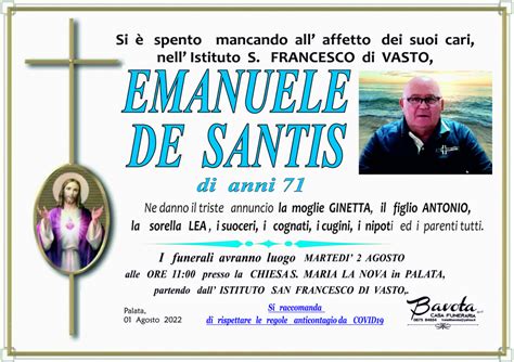 Necrologi Today Annuncio Emanuele De Santis