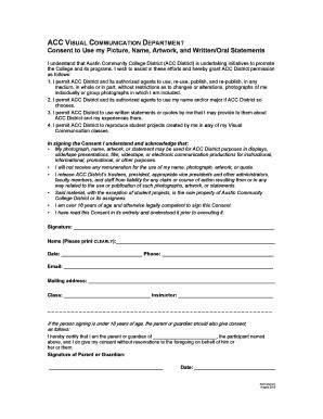 Fillable Online Austincc Consent Form Austin Community College Fax