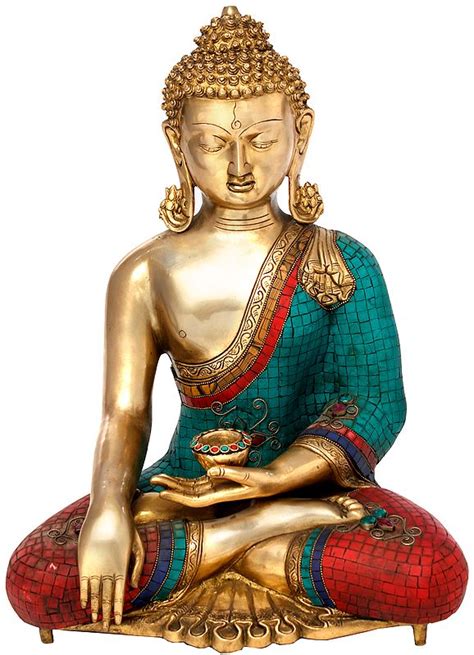 19 Tibetan Buddhist Lord Buddha In Earth Touching Gesture In Brass