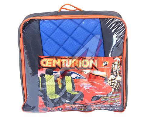Авточехлы универсальные экокожа черно-синие комплект Centurion Brevon ...