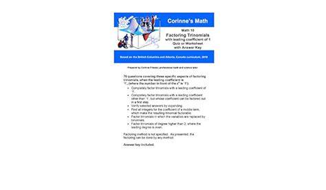 The Remainder Theorem Worksheet With Solutions Teaching Resources