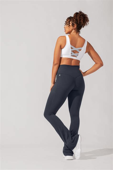 Crisscross Hourglass® Flared Leggings With Pockets Smoky Navy Popflex®