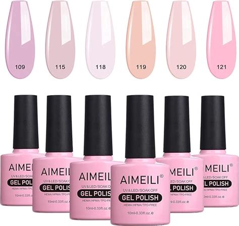 Aimeili Soak Off Nude Pink Gel Nail Polish Set All Seasons Pink Nail Polish Gel Color Set For