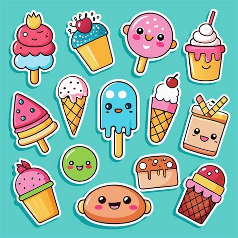 Cari Osas Pegatinas De Dibujos Animados De Varios Sabores De Helado