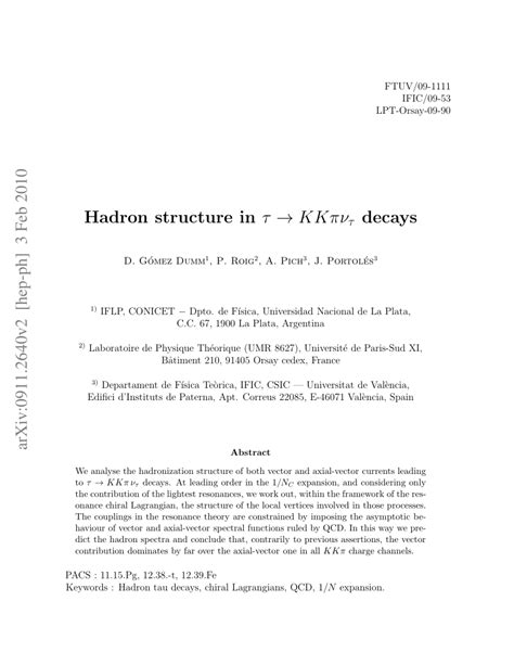 (PDF) Hadron structure in τ→ KKπν_ {τ} decays