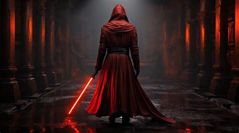 Premium AI Image | Unidentified Jedi with the red lightsaber Generative Ai