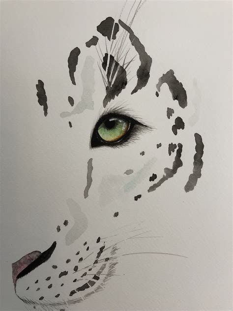 Watercolour Painting Snow Leopard Tattoo Leopard Tattoos Snow Leopard