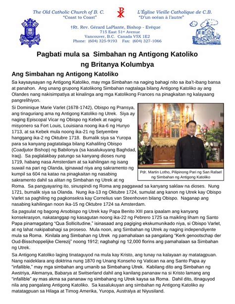 Pdf Pagbati Mula Sa Simbahan Ng Antigong Katoliko Ng Britanya