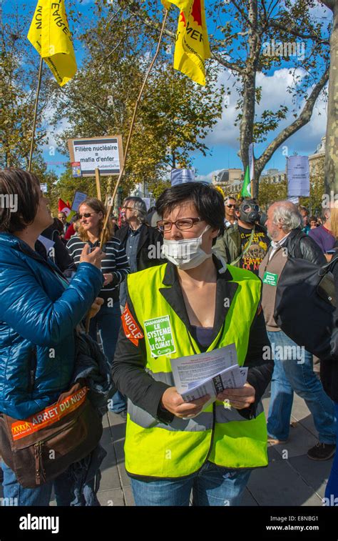 Paris France Public Ecology Demonstration Anti Nuclear Power Groups