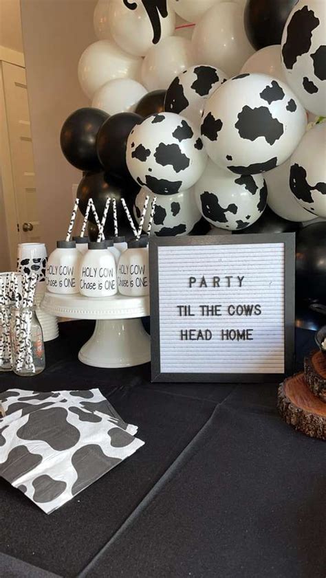 Holy Cow Im One Birthday Party Ideas Photo 1 Of 9 Cow Birthday