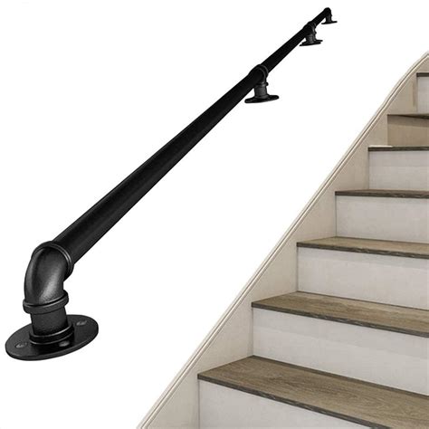 Staircase Handrail Ft Ft Wall Support Industrial Matte Black Iron