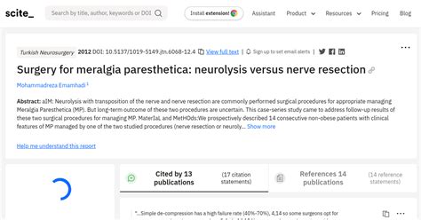 Surgery for meralgia paresthetica: neurolysis versus nerve resection ...