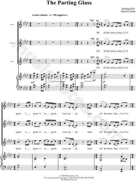 The Irish Tenors The Parting Glass Sheet Music In Ab Major Download And Print Sku Mn0046878