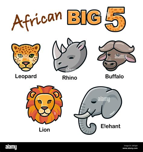 Big 5 Animals Stock Vector Images Alamy