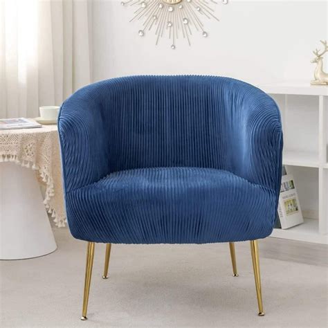 Blue Velvet Accent Armchair with Golden Legs | Tudor Furniture