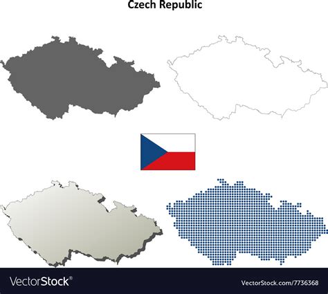 Czech Republic Outline Map Set Royalty Free Vector Image