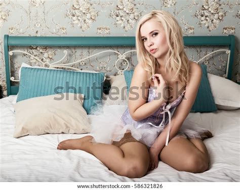 Sexy Beautiful Blonde Woman Corset Stockings Stock Photo 586321826 Shutterstock