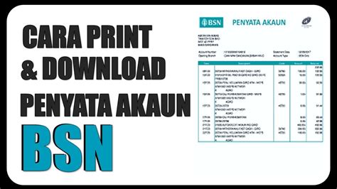 Cara Print Penyata Akaun Bsn Melalui Mybsn Youtube