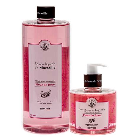 French Liquid Soap Pair Rose Fragrance 1 Litre Refill And 330ml