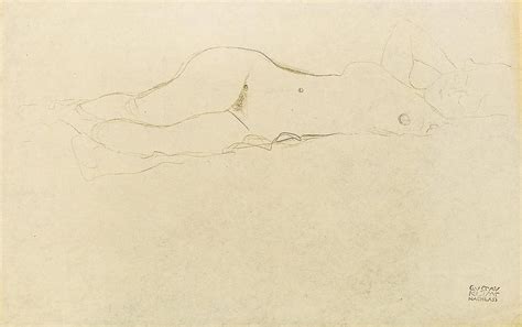 Gustav Klimt Female Nude With Her Hands Behind Her Head Drawing By Dan