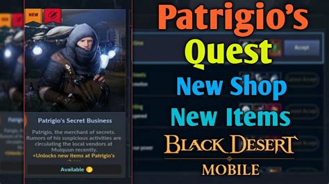 Patrigio S Secret Business Complete Quest Black Desert Mobile Youtube