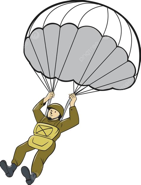 American Paratrooper Parachute Cartoon Cartoon Army Artwork Vector ...