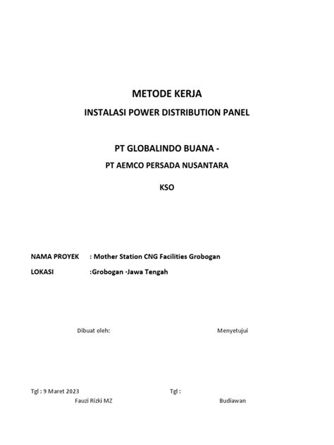 Metode Kerja Instalasi Panel Power Distribution Board Pdf