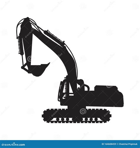 Graphic Silhouette Backhoe, Vector Stock Vector - Illustration of ...