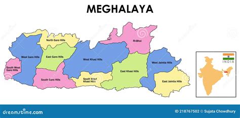 Meghalaya Map. Meghalaya Administrative And Political Vector Map In India. Stock Image ...