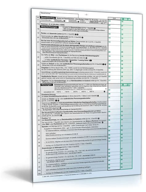 Steuer 2004 Gewerbesteuererklärung Formular zum Download