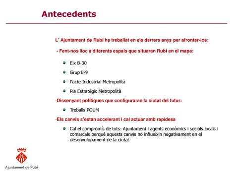 ACORD PEL DESENVOLUPAMENT ECONÒMIC I SOCIAL DE RUBÍ Metodologia ppt