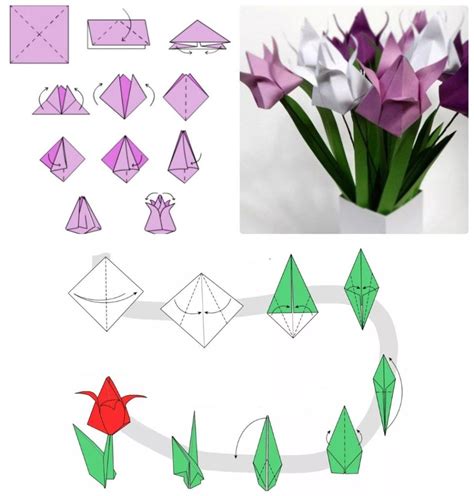 Схема тюльпана из бумаги своими руками