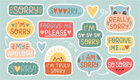 Premium Vector Sorry Stickers Set Apologize Quotes Vector Collection