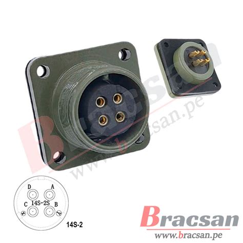 CONECTOR MILITAR AVIACION SERIE DS MS 4 PINES HEMBRA CHASIS