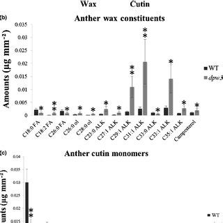 Analysis Of Rice Anther Wax Constituents And Cutin Monomers Of Wildtype