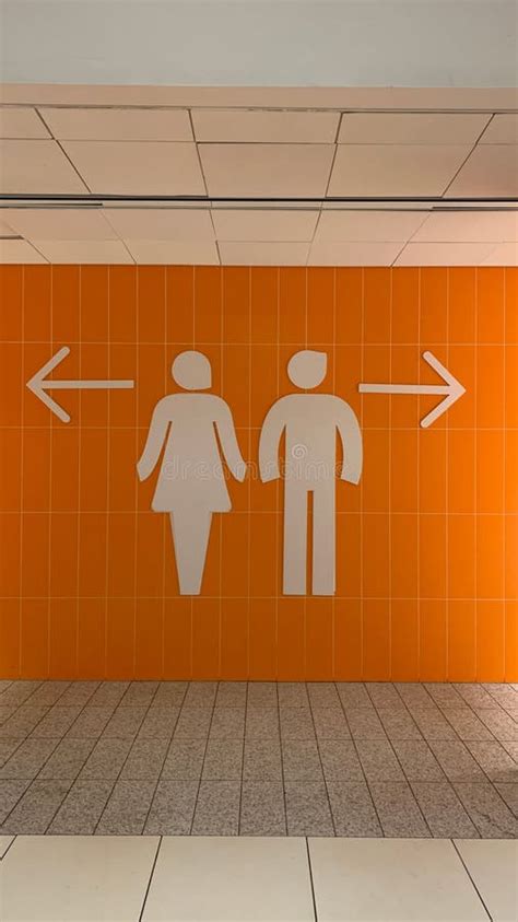 Restroom Light Sign Arrows Cement Wall Stock Photos Free Royalty