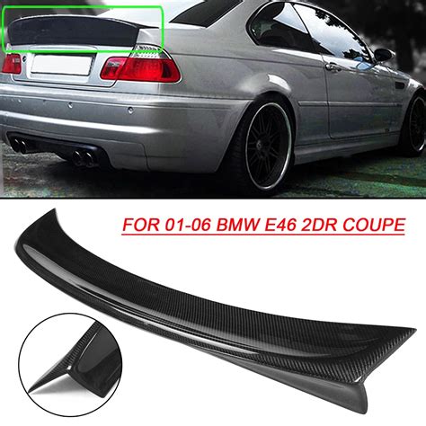 100 Real Carbon Fiber Car Rear Trunk Spoiler Wing Lip For BMW E46 2DR