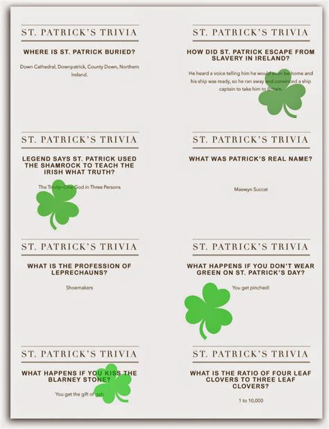 Printable St Patricks Day Trivia Questions And Answers