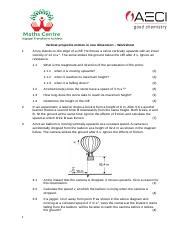 Grade 12 Topic 3 Worksheet Pack Vertical Projectile Motion In One