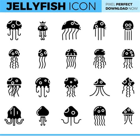 Premium Vector Vector Jellyfish Icon Set