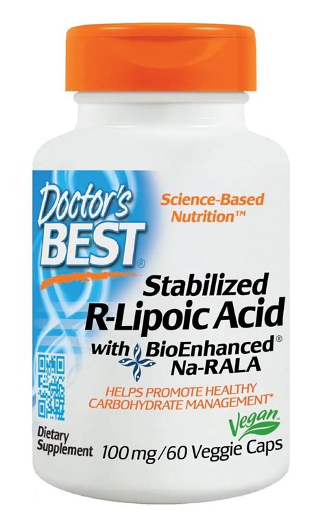 Doctors Best Stabilized R Lipoic Acid With BioEnhanced Na RALA Non GMO