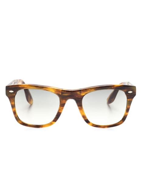 Oliver Peoples Mister Brunello Square Frame Sunglasses Brown Farfetch