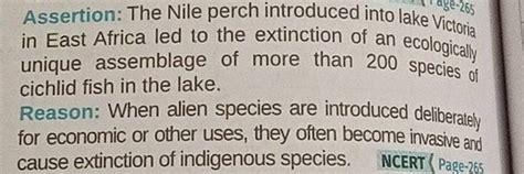 Assertion: The Nile perch introduced into lake Victoria in East Africa le..